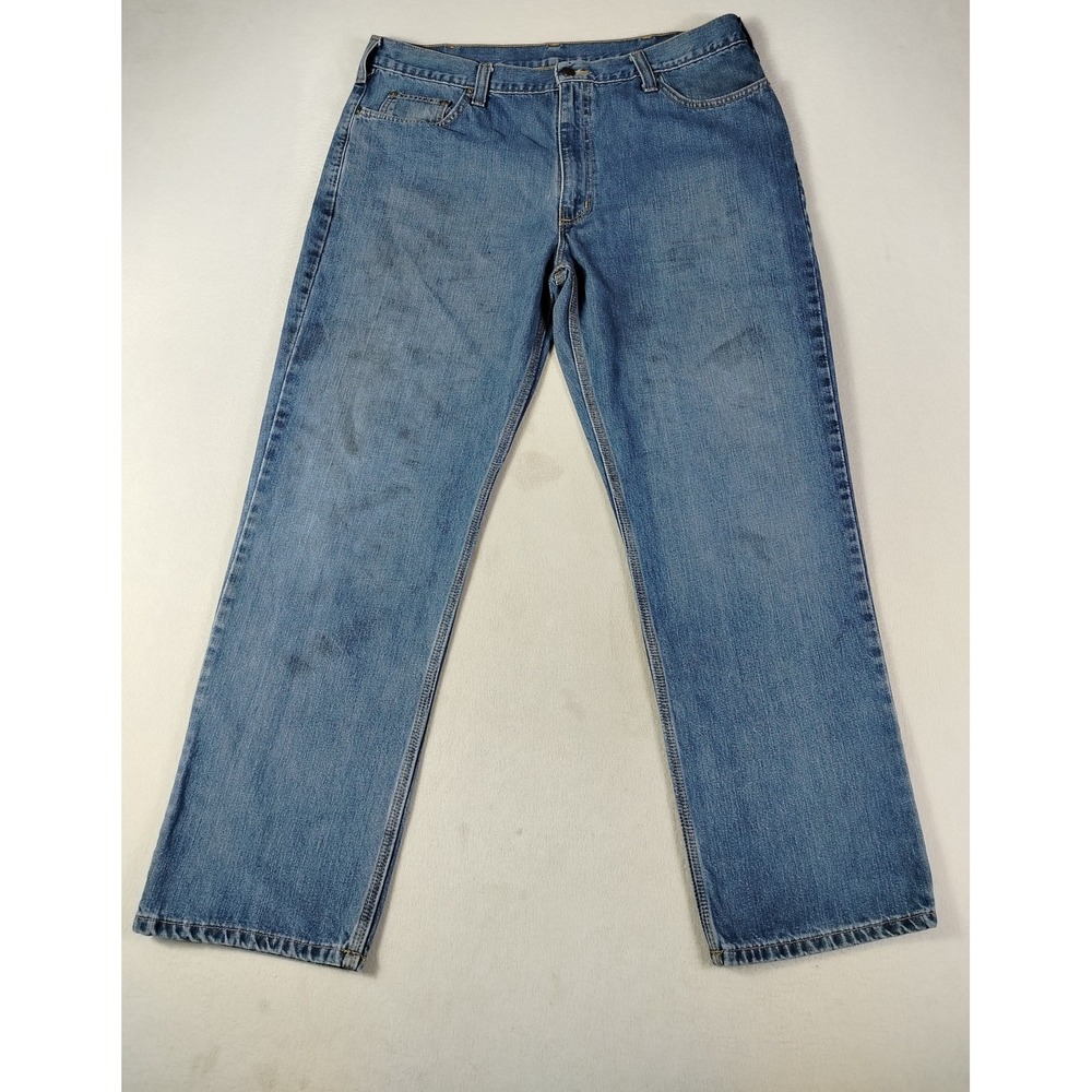Carhartt Jeans Mens 40x32 Blue Holter Relaxed Fit Denim Workwear Distressed